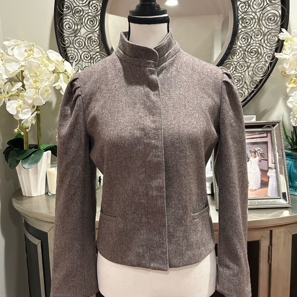 Ashley Scott Jackets & Blazers - Vintage 80's-90's Ashley Scott Tailored Gray Wool-Blend Stand Collar Blazer